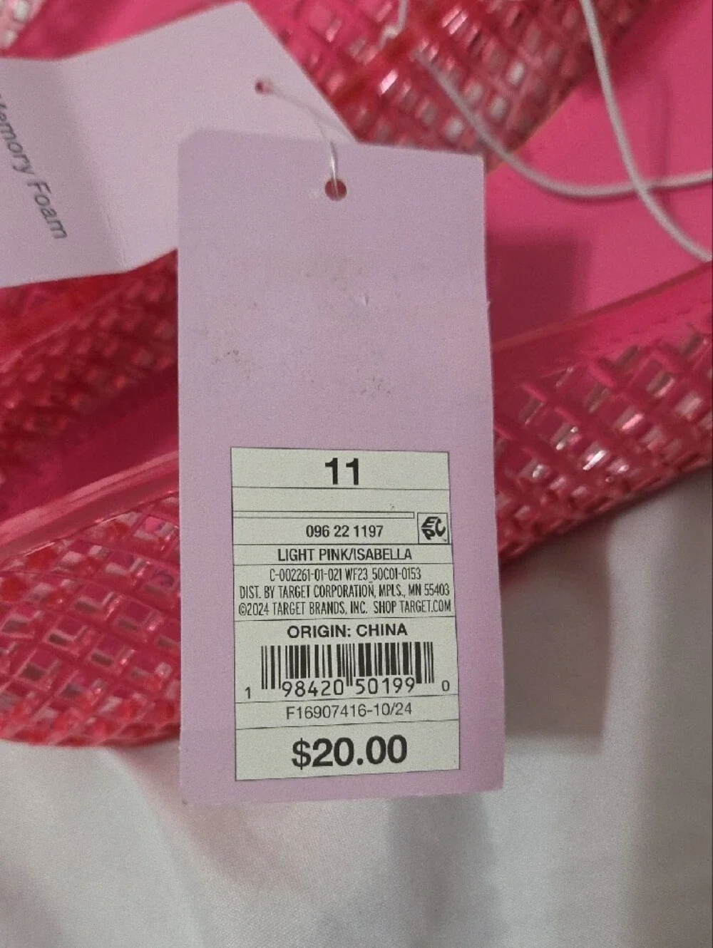 Pink Jelly Shoes Woven Flats, Size 11, Memory Foam Insoles, New w/Tags Attached
